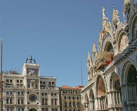 Clock tower in st marks square venice photo